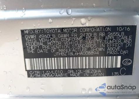 2017 Lexus Gs 350 z USA, uszkodzony, nr VIN JTHBZ1BL6HA008894